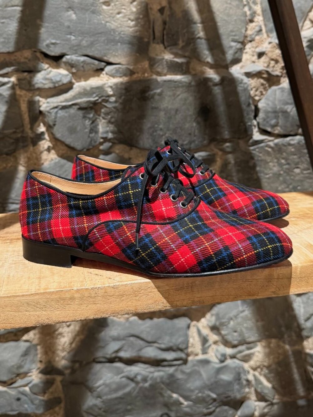 Christian Louboutin Red Tartan Fred Oxford Lace-up Shoes